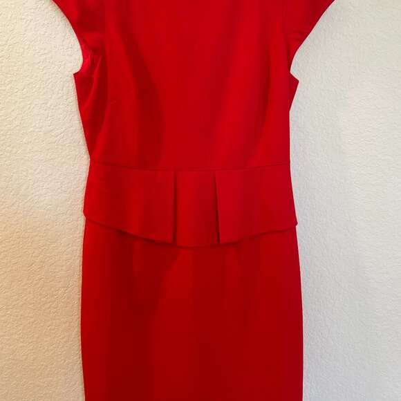 NWOT J.Crew Red Wool Peplum Dress - Picture 3 of 11